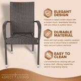 65464 Hialeah Wicker Dining Chair Set, Woven All Weather Steel Powder Coated Frame Lightweight Indoor Outdoor Porch Backyard Garden Balcony - Set of 2 Fire Sense/Balkene Home