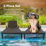 65465 Biscayne Wicker Chaise Set, Woven All Weather Steel Powder Coated Frame Lightweight Indoor Outdoor Porch Backyard Garden Balcony - Set of 2 Fire Sense/Balkene Home