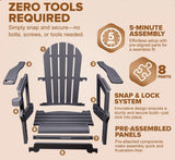 Adirondack Chair - HDPE Weather Resistant - Black Fire Sense/Balkene Home
