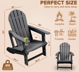 Adirondack Chair - HDPE Weather Resistant - Black Fire Sense/Balkene Home