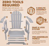 Adirondack Chair - HDPE Weather Resistant - Grey Fire Sense/Balkene Home
