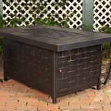 Armstrong 48" Rectangular Basketweave Aluminum Convertible Gas Fire Pit Table Fire Sense
