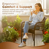 Arro Bistro Stacking Chairs, Mocha, Wicker Construction, Indoor & Outdoor - 4 Piece Set Balkene Home