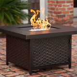 Baker 40" Square Woven Aluminum Convertible Gas Fire Pit Table Fire Sense