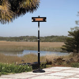 Black Powder Coated Steel Telescoping Offset Pole Mounted Infrared Patio Heater Fire Sense