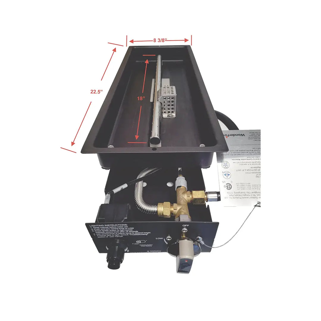 Fire Pit Rectangular Burner 37,000 BTU Fire Sense