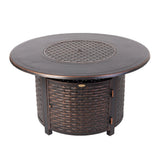 Florence 44" Round Woven Aluminum Convertible Gas Fire Pit Table - Fire Sense/Balkene Home