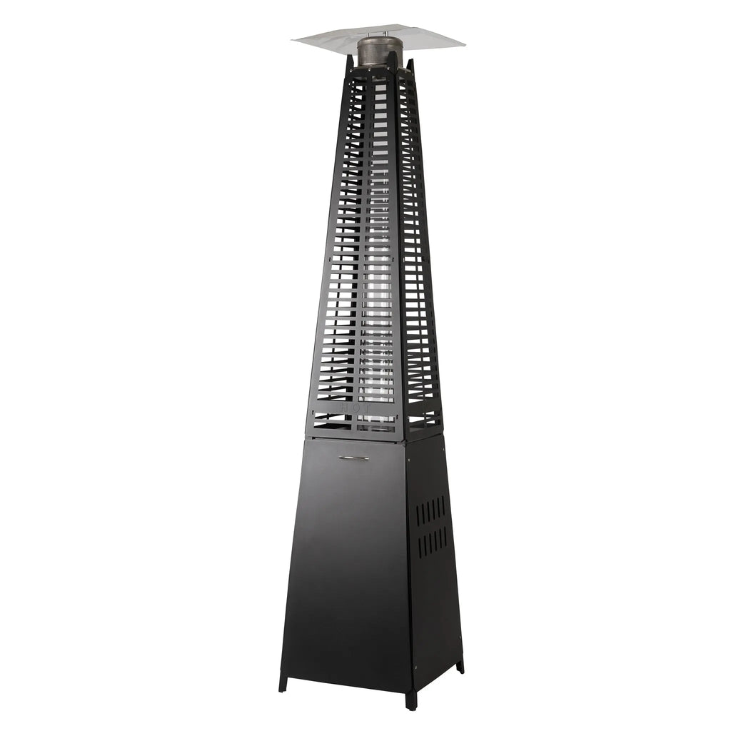Modern Pyramid Flame Patio Heater, Matte Black Fire Sense