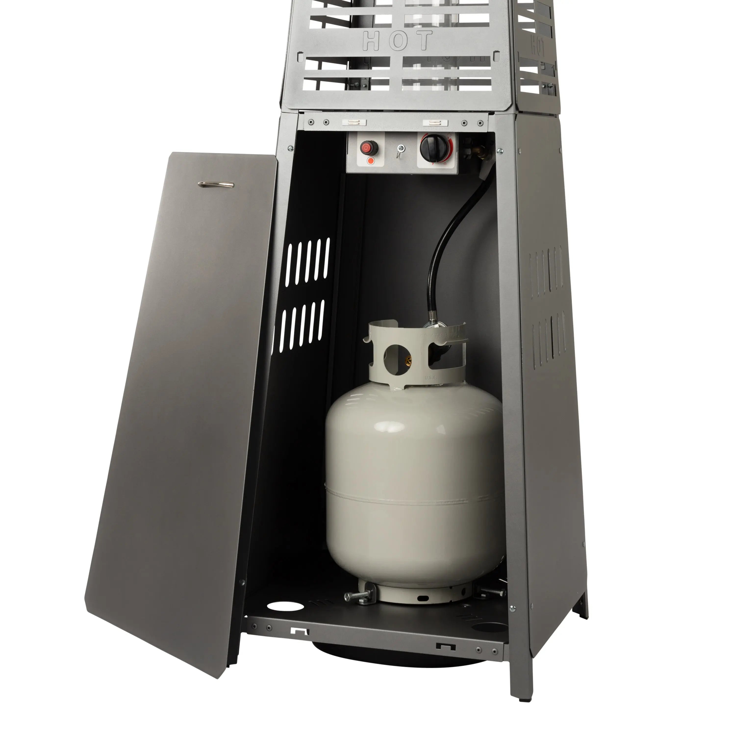 Modern Pyramid Flame Patio Heater, Platinum Fire Sense