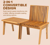 Modular Folding Wooden Bench – 2 Pc. Fire Sense/Balkene Home