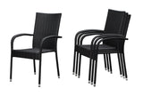 Morgan Outdoor Wicker Stacking Chairs - Black - Set of 4 Balkene Home