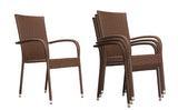 Morgan Outdoor Wicker Stacking Chairs - Mocha - Set of 4 Fire Sense
