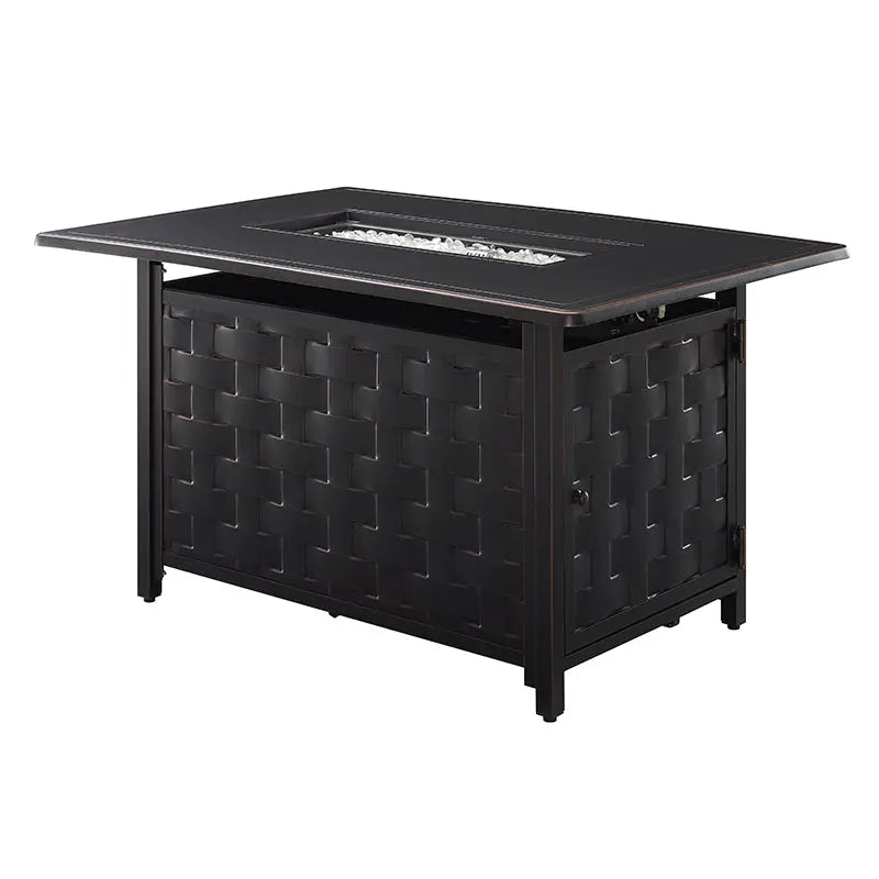 Preston 44" Rectangular Basketweave Aluminum Convertible Gas Fire Pit Table Fire Sense