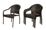 Rhodos Cafe Stacking Chairs in Mocha All-Weather Wicker - Set of 4 Balkene Home