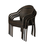 Rhodos Café Stacking Chairs in Mocha All-Weather Wicker - Set of 4 - Fire Sense/Balkene Home