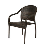 Rhodos Café Stacking Chairs in Mocha All-Weather Wicker - Set of 4 - Fire Sense/Balkene Home