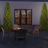 Rhodos Café Stacking Chairs in Mocha All-Weather Wicker - Set of 4 - Fire Sense/Balkene Home