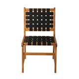Sava Indoor-Outdoor Armless Dining Side Chair in Black Webbing Balkene Home