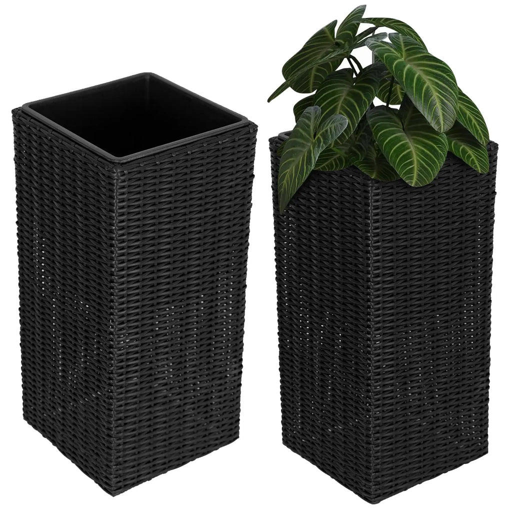 Sierra Square Wicker Planter 2-piece Set in Black Fire Sense/Balkene Home