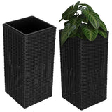 Sierra Square Wicker Planter 2-piece Set in Black Fire Sense/Balkene Home