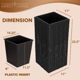 Sierra Square Wicker Planter 2-piece Set in Black Fire Sense/Balkene Home