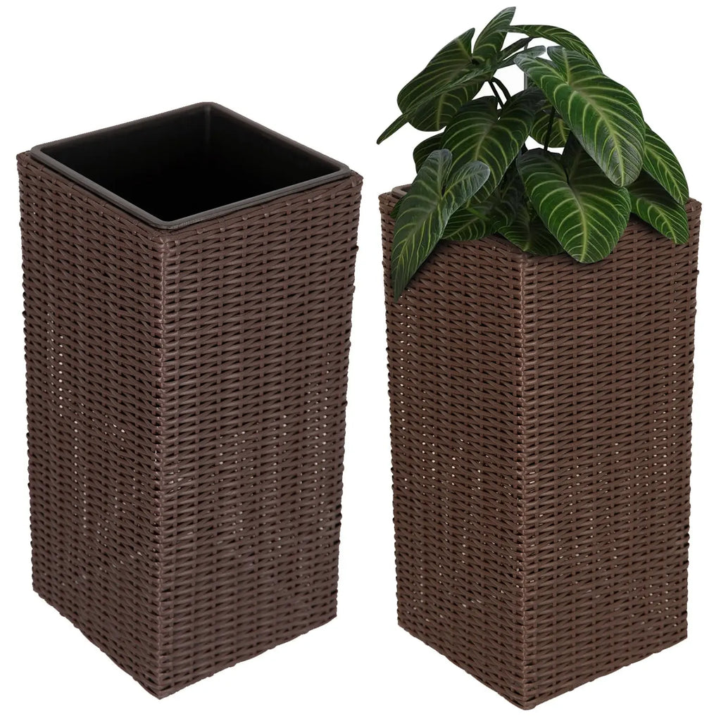 Sierra Square Wicker Planter 2-piece Set in Brown Fire Sense/Balkene Home