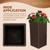 Sierra Square Wicker Planter 2-piece Set in Brown Fire Sense/Balkene Home