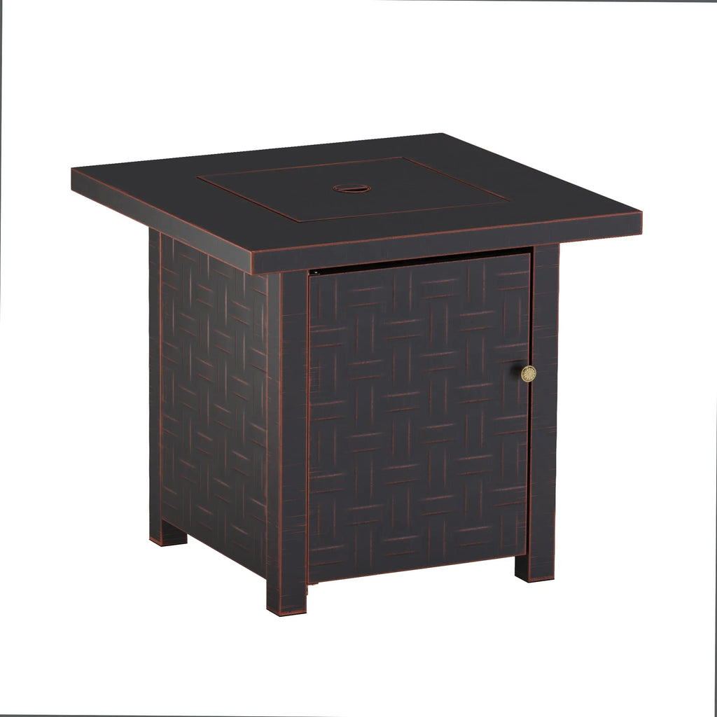 Somerset 28" Square Woven Aluminum Convertible Gas Fire Pit Table in Brushed Bronze Fire Sense