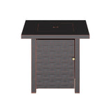 Somerset 28" Square Woven Aluminum Convertible Gas Fire Pit Table in Brushed Bronze Fire Sense