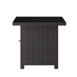 Somerset 28" Square Woven Aluminum Convertible Gas Fire Pit Table in Brushed Bronze Fire Sense