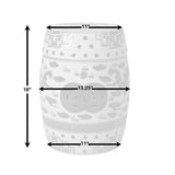 Double-Medallion Dragon-Embellished Ceramic Indoor/Outdoor Garden Stool/Table in Blue & White Balkene Home