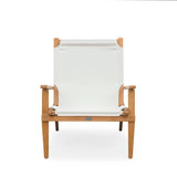 Walker Outdoor Folding Lounge Chair in Acacia and Ivory Balkene Home