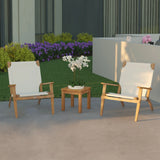Walker Outdoor Folding Lounge Chair in Acacia and Ivory Balkene Home