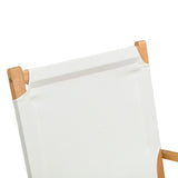 Walker Outdoor Folding Lounge Chair in Acacia and Ivory Balkene Home
