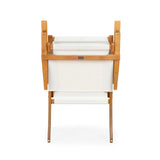 Walker Outdoor Folding Lounge Chair in Acacia and Ivory Balkene Home
